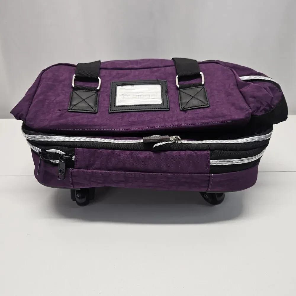 Biaggi Zipsak Folding Expandable Luggage Carry-On Roll Spinner Purple Nylon